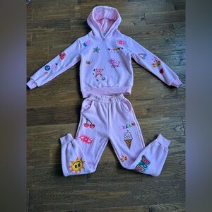 Pink gurls Graphic Hoodie and Jogger Set by Lola and the boys, size 10